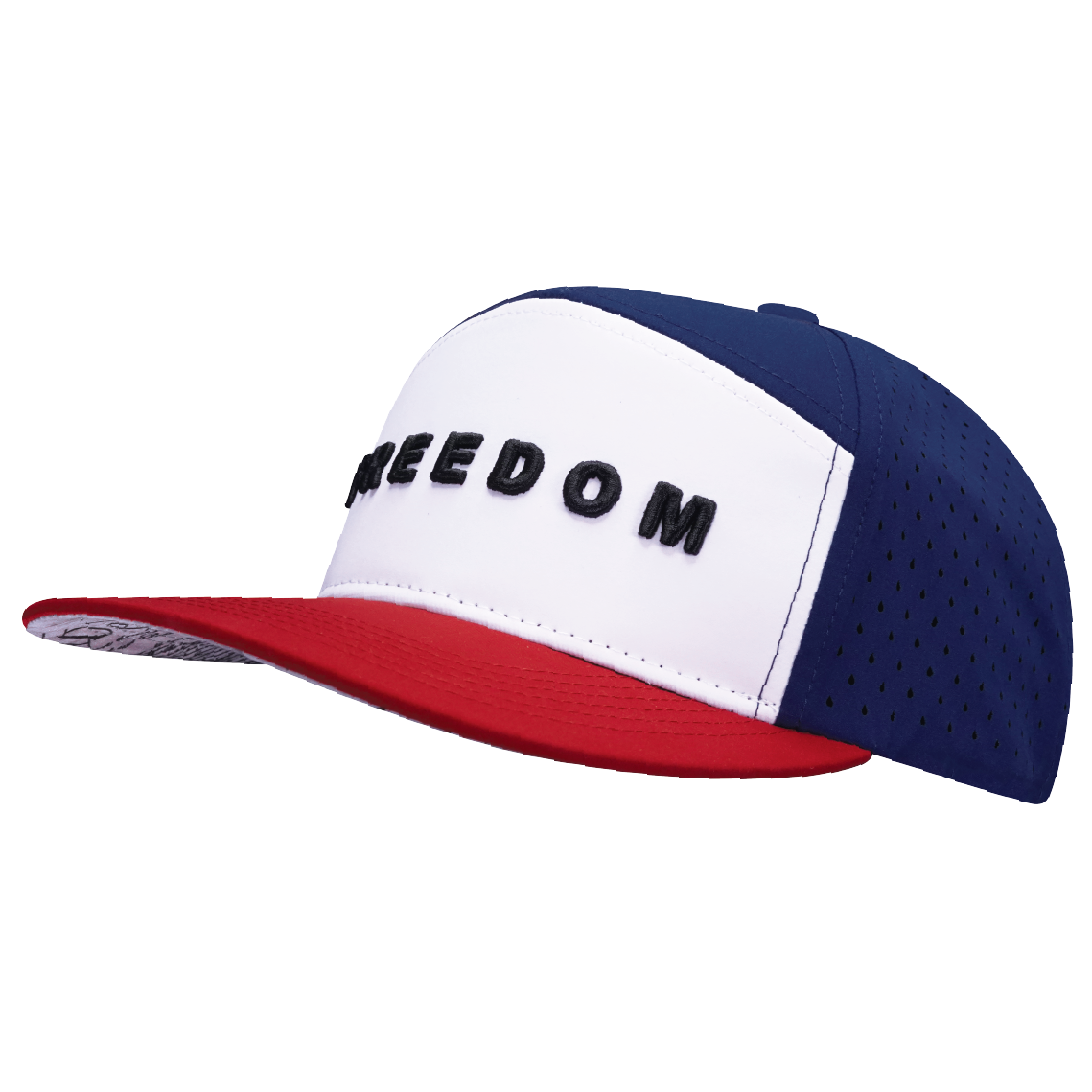 FREEDOM Hat - Flat Bill - Dark Red / White / Navy - Laser Mesh