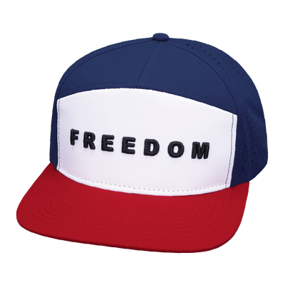 FREEDOM Hat - Flat Bill - Dark Red / White / Navy - Laser Mesh