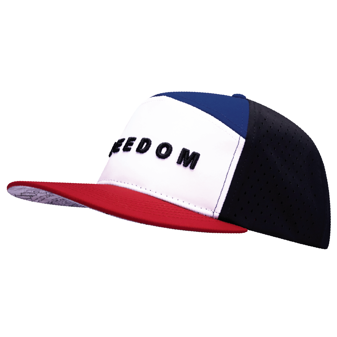 FREEDOM Hat - Flat Bill - Dark Red / White / Navy / Black - Laser Mesh