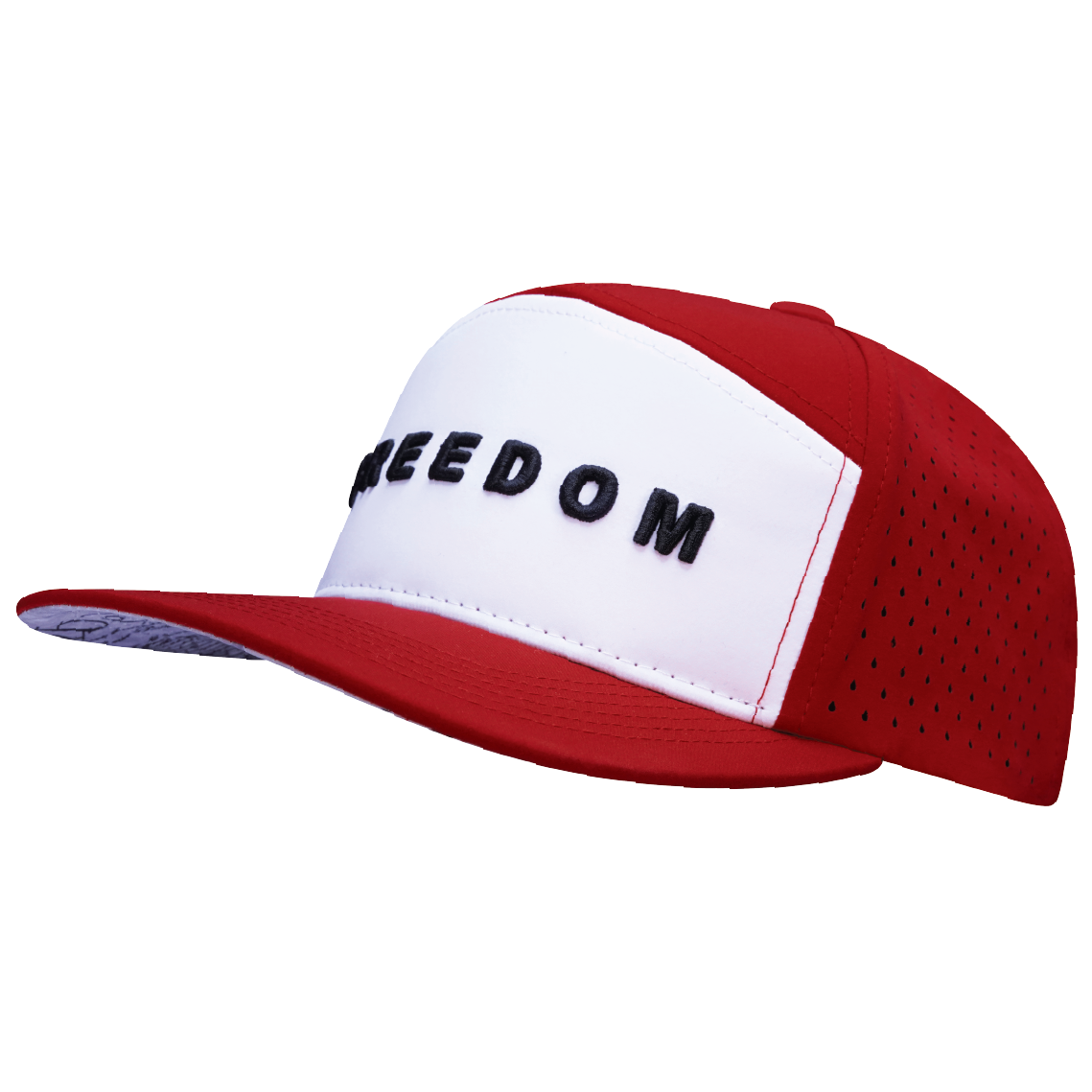 FREEDOM Hat - Flat Bill - Red / White - Laser Mesh