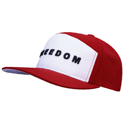FREEDOM Hat - Flat Bill - Red / White - Laser Mesh