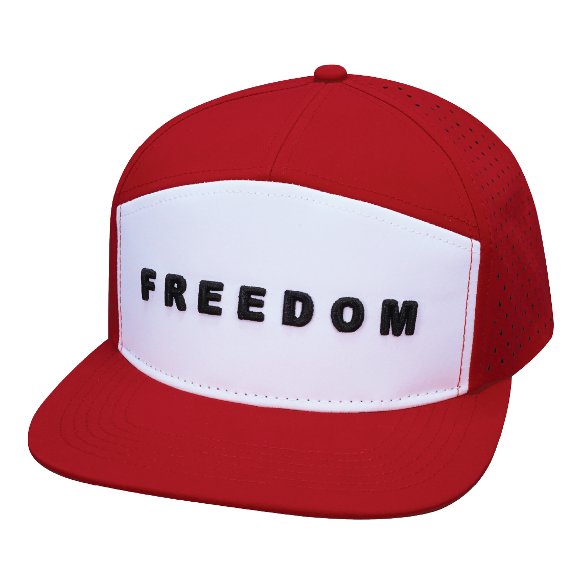 FREEDOM Hat - Flat Bill - Red / White - Laser Mesh