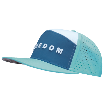 FREEDOM Hat - Flat Bill - Mint / Slate Blue / White - Laser Mesh