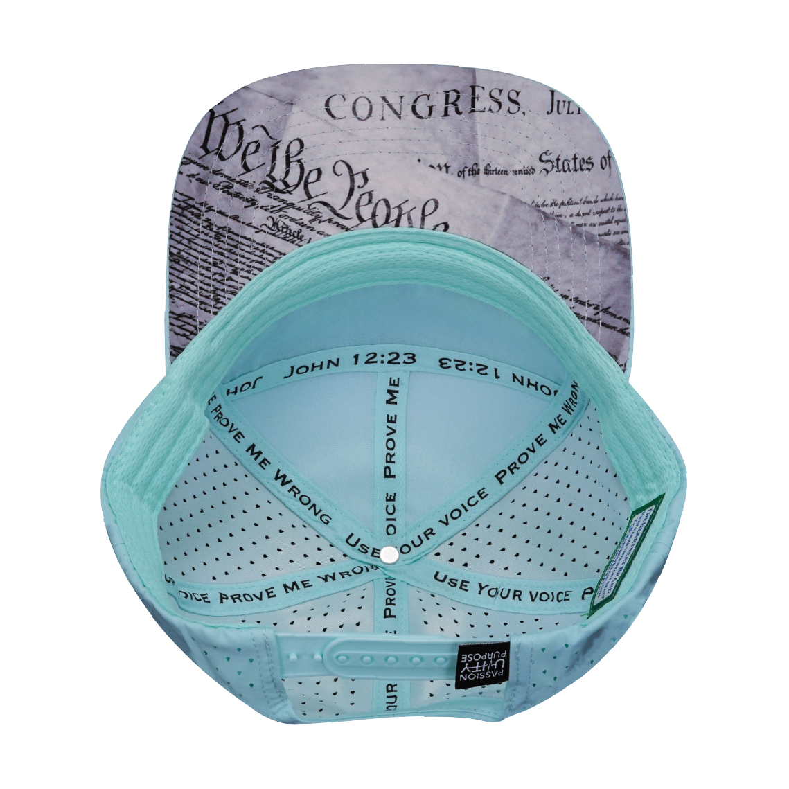 FREEDOM Hat - Flat Bill - Mint / Slate Blue / White - Laser Mesh