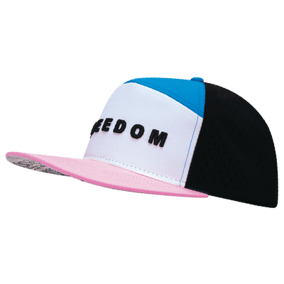 FREEDOM Hat - Flat Bill - Light Pink / White / Blue / Black - Laser Mesh