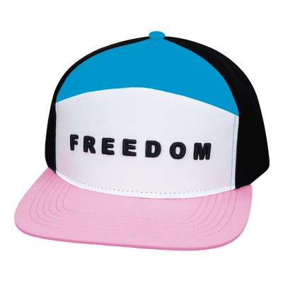 FREEDOM Hat - Flat Bill - Light Pink / White / Blue / Black - Laser Mesh