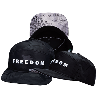 FREEDOM Hat - Flat Bill - Black Camo - Laser Mesh