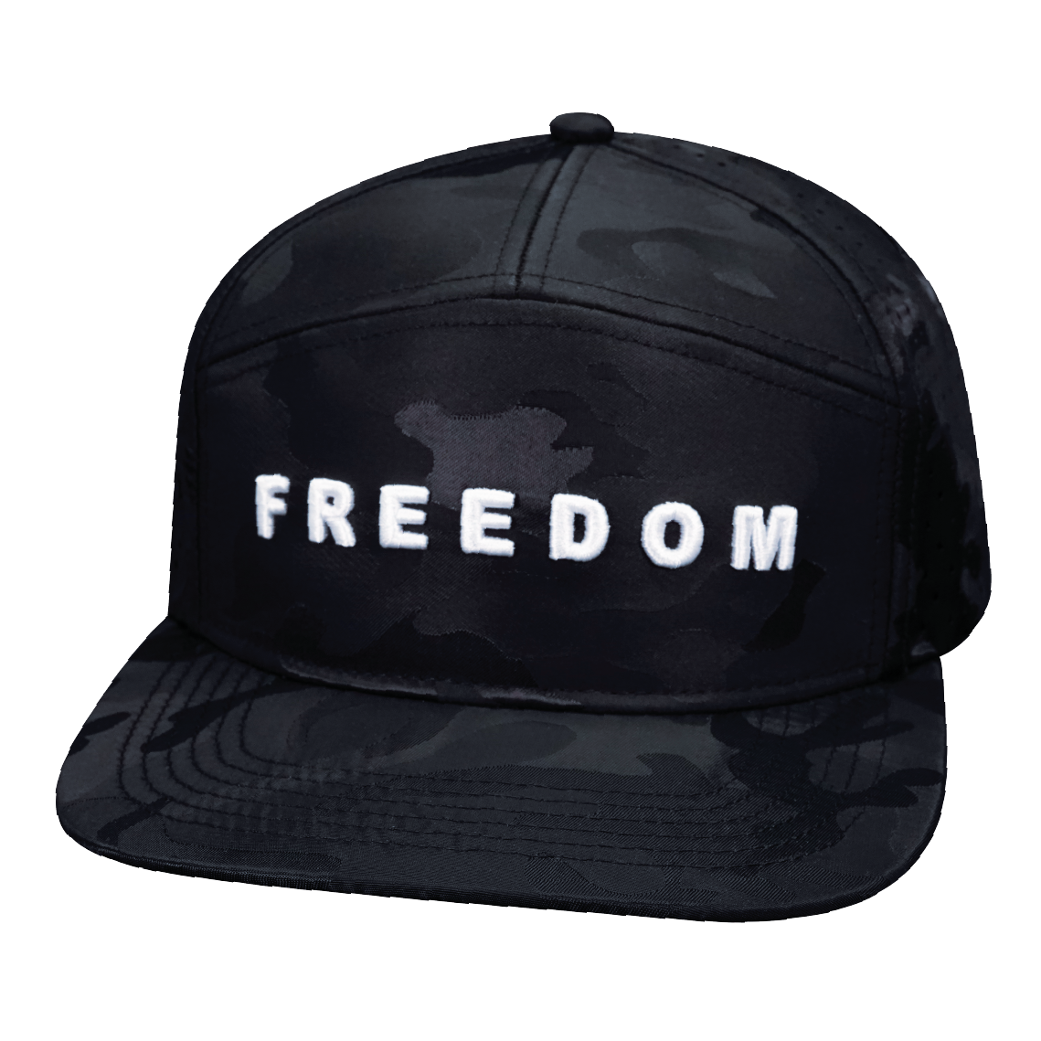FREEDOM Hat - Flat Bill - Black Camo - Laser Mesh