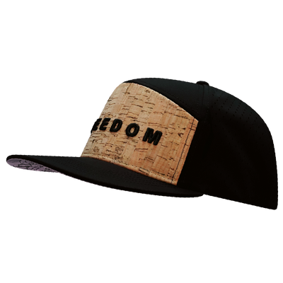 FREEDOM Hat - Flat Bill - Cork - Black - Laser Mesh