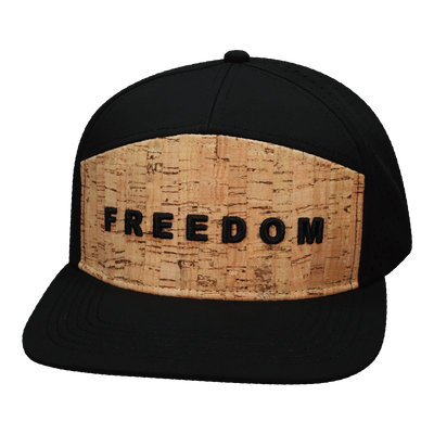 FREEDOM Hat - Flat Bill - Cork - Black - Laser Mesh