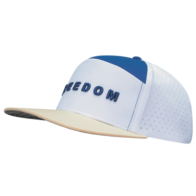 FREEDOM Hat - Flat Bill - Cream / White / Blue - Laser Mesh