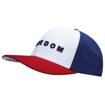 FREEDOM Hat - Baseball Hat Fit - Dark Red / White / Navy - Laser Mesh
