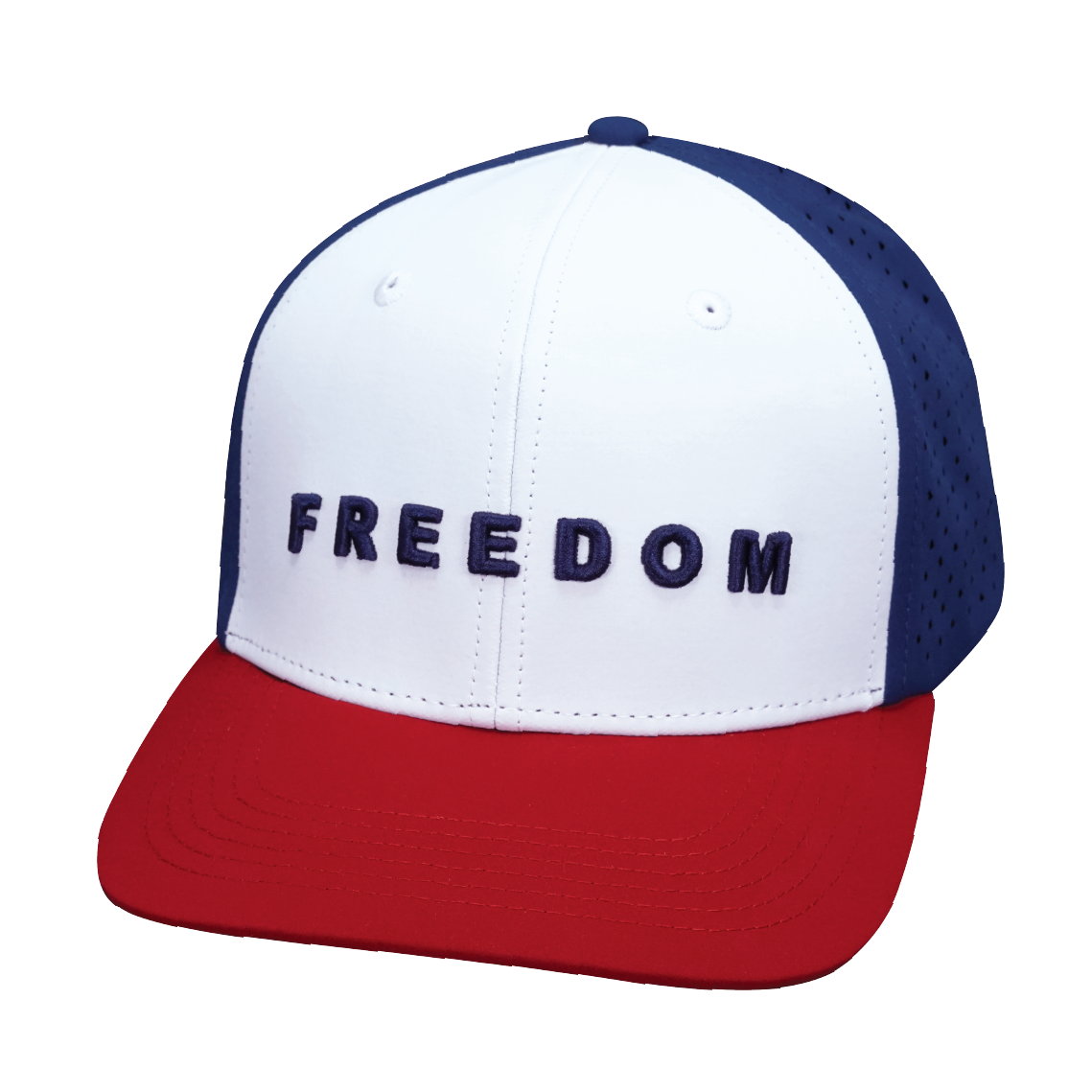 FREEDOM Hat - Baseball Hat Fit - Dark Red / White / Navy - Laser Mesh