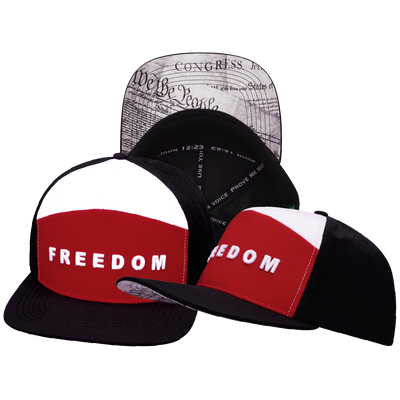 FREEDOM Hat - Flat Bill - Black / Dark Red - Laser Mesh