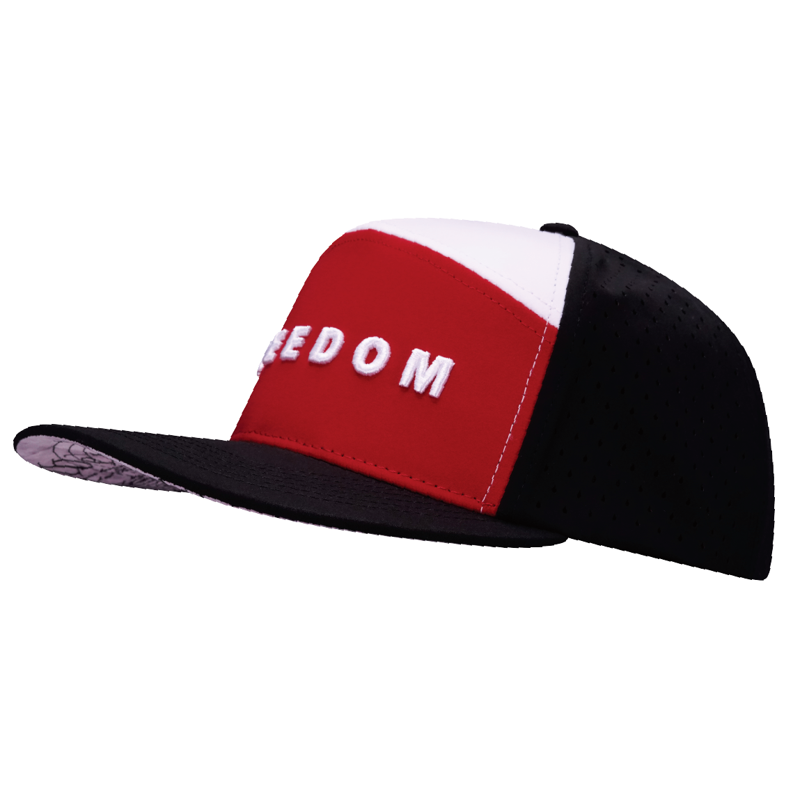 FREEDOM Hat - Flat Bill - Black / Dark Red - Laser Mesh