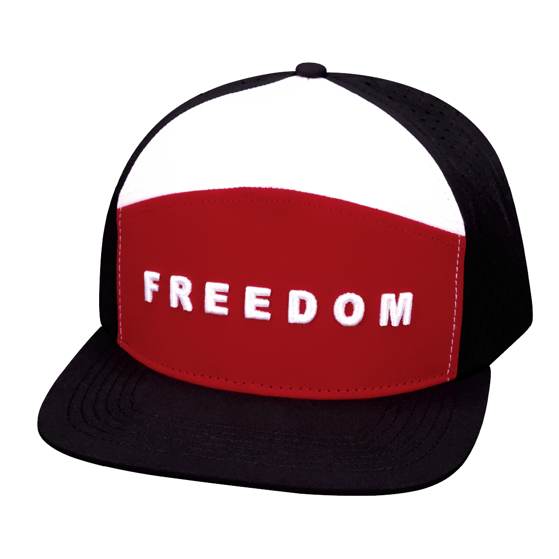 FREEDOM Hat - Flat Bill - Black / Dark Red - Laser Mesh