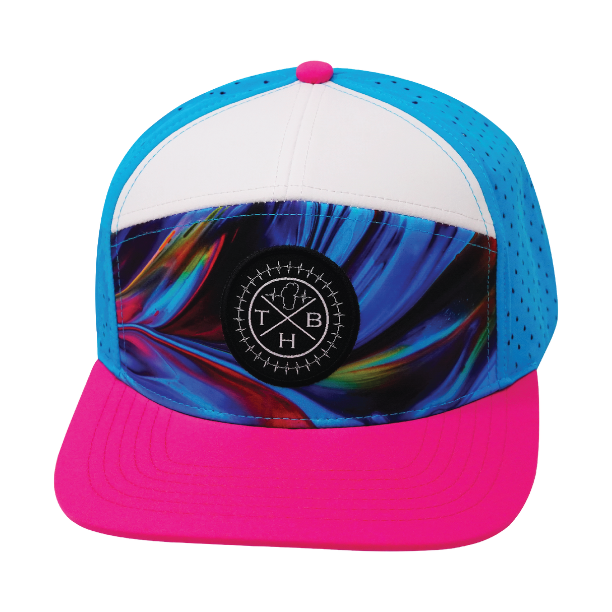 THB - 7 Panel - Feather Glow - Neon Pink / White / Neon Blue - Laser Mesh (Unisex)