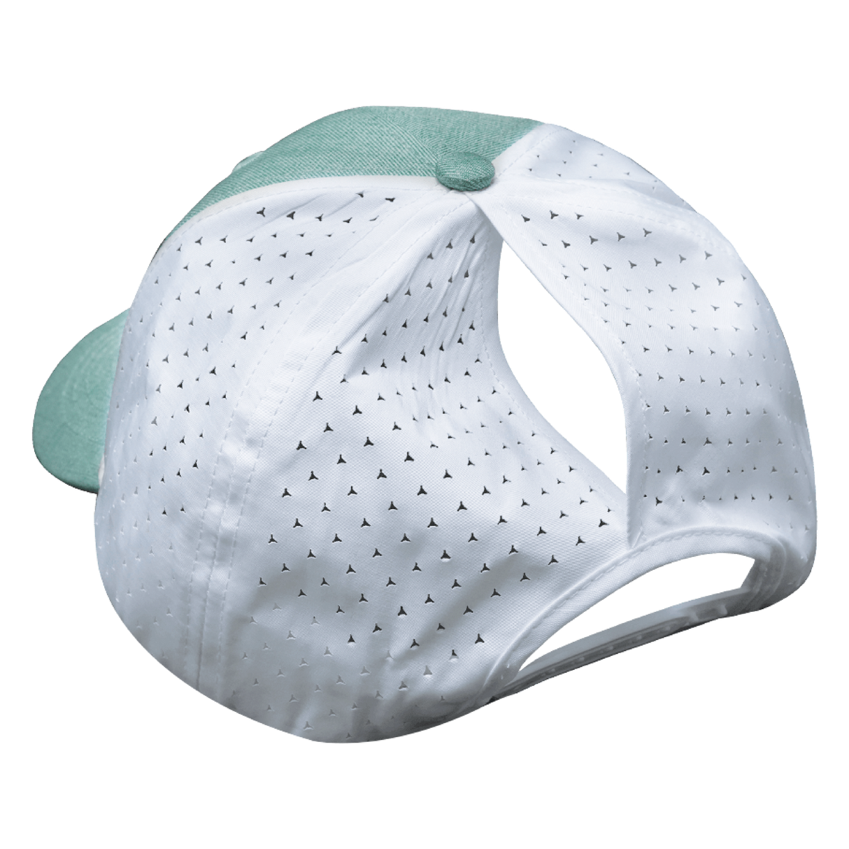 Fishing - 6 Panel - Shallow Fit - Pony Tail - Teal / White - Laser Mesh (Unisex)