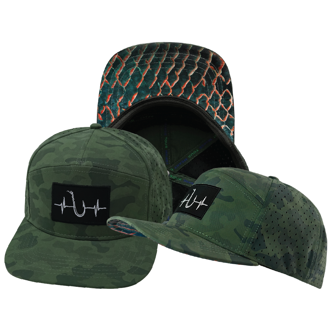 Fishing - 7 Panel - Soft Teal Camo - Laser Mesh (Unisex)