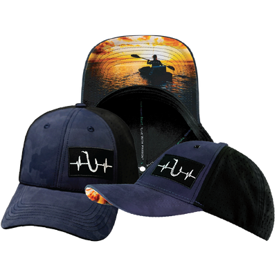 Fishing - 6 Panel - Shallow Fit - Pony Tail - Soft Navy Camo / Black - Laser Mesh (Unisex)