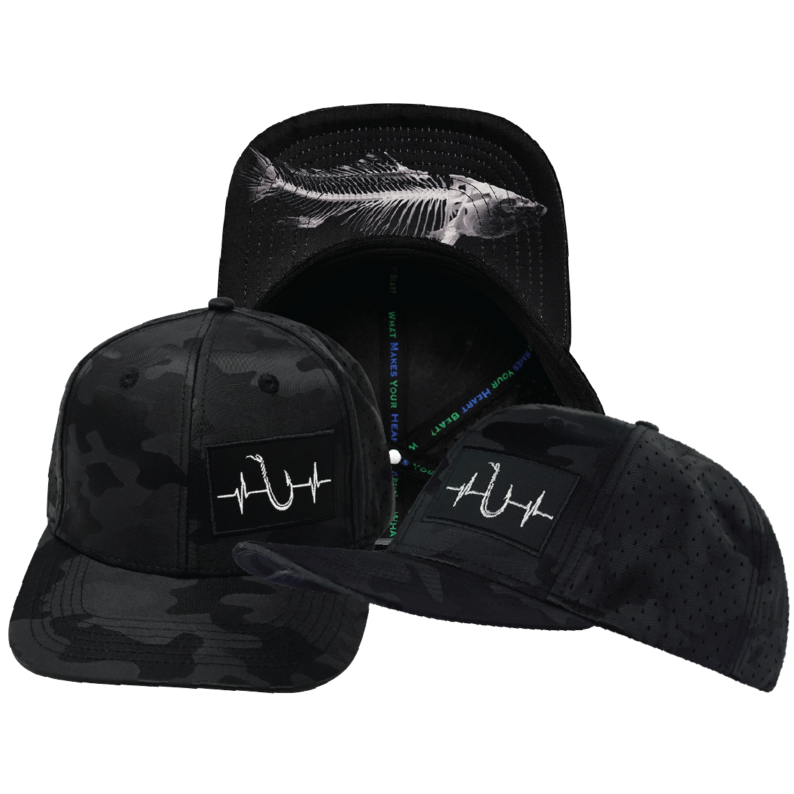 Fishing - 6 Panel - Black Camo - Laser Mesh (Unisex)