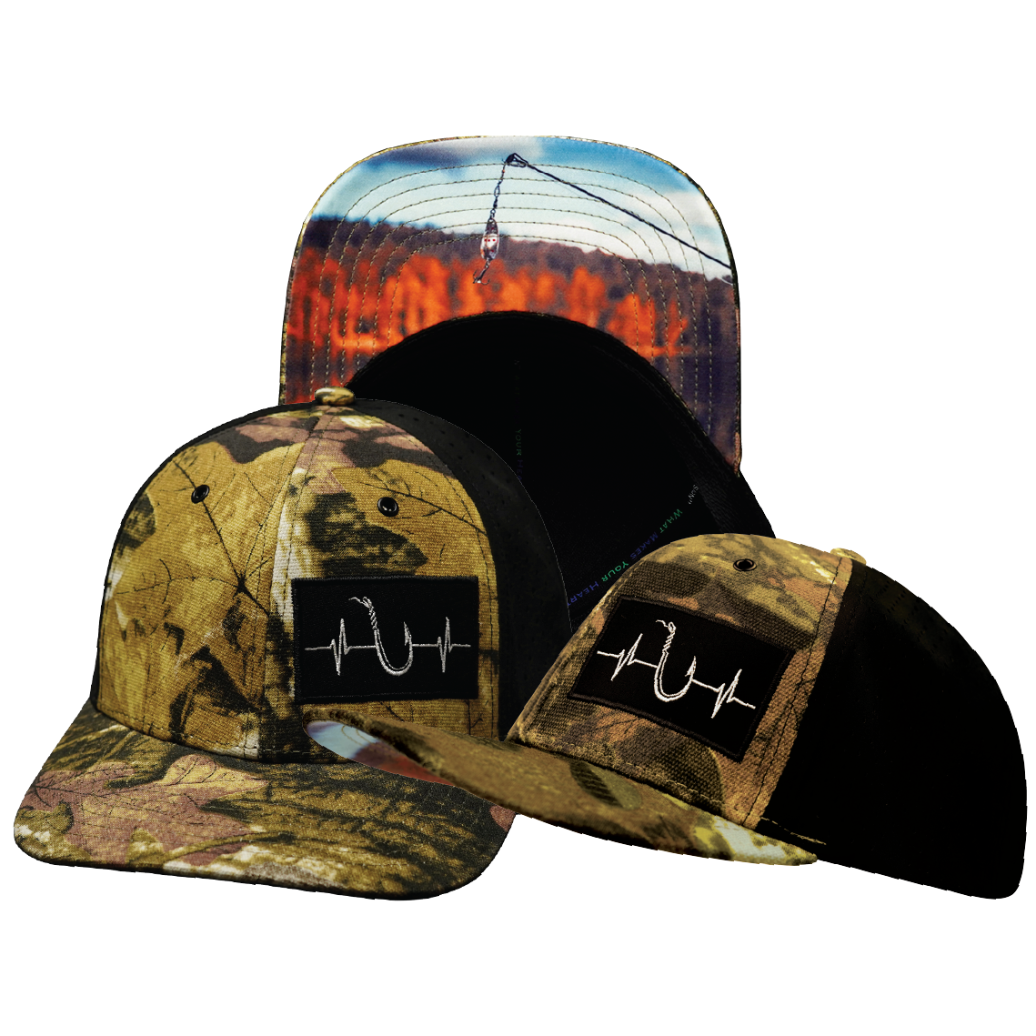 Fishing - 6 Panel - Maple Leaf Camo / Black - Laser Mesh (Unisex)