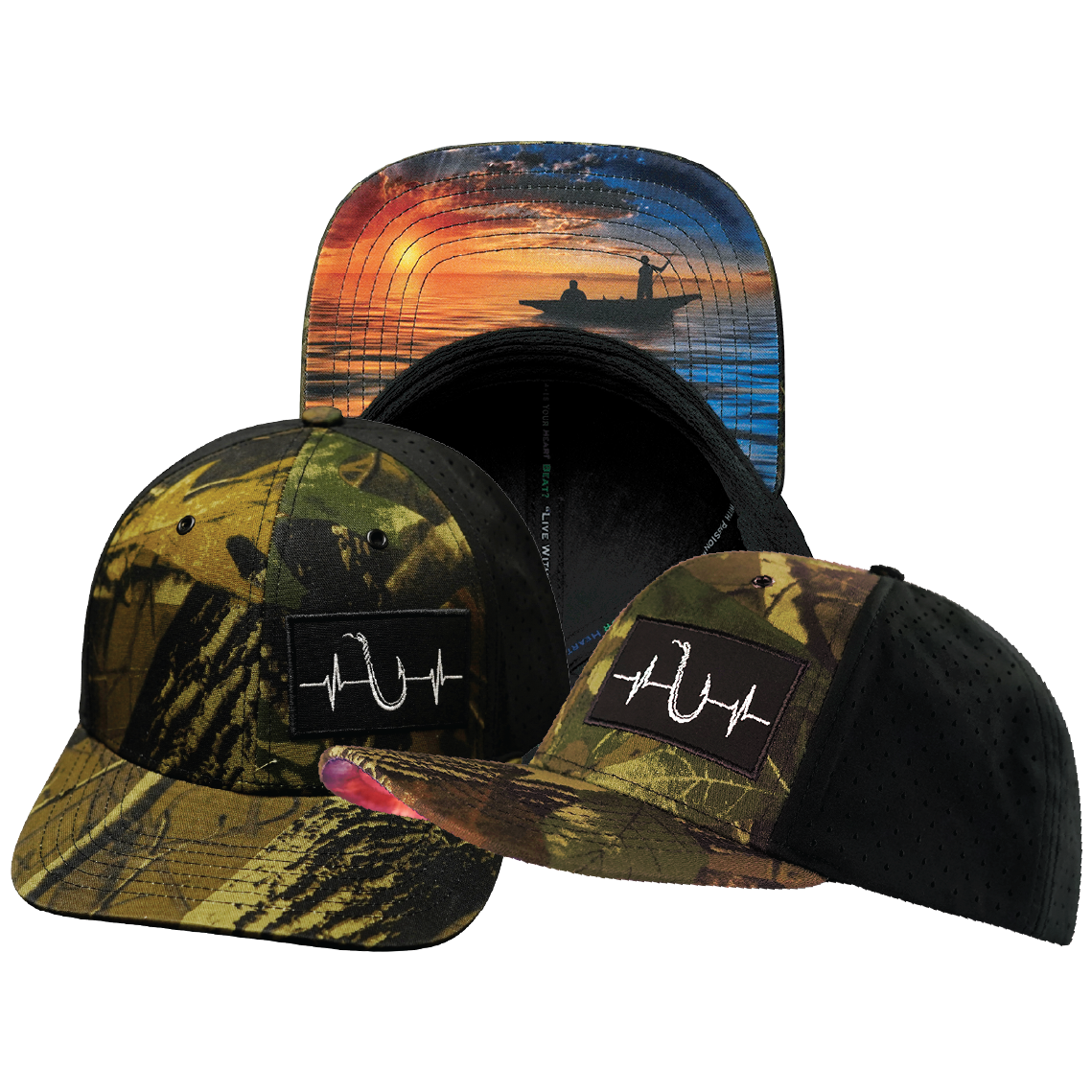 Fishing - 6 Panel - Tan Tree Camo / Black - Laser Mesh (Unisex)