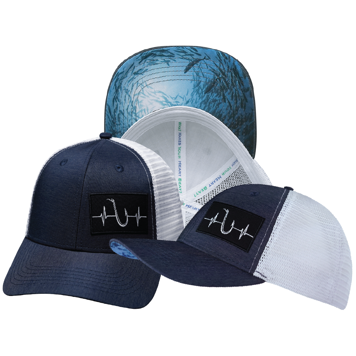 Fishing - 6 Panel - Shallow Fit - Ocean Blue / White - Trucker Mesh (Unisex)