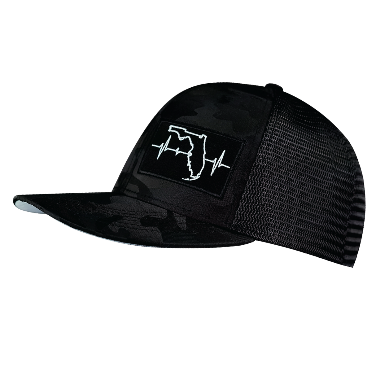 **YOUTH** Florida - 6 Panel - Black Camo / Black - Trucker Mesh (Unisex)