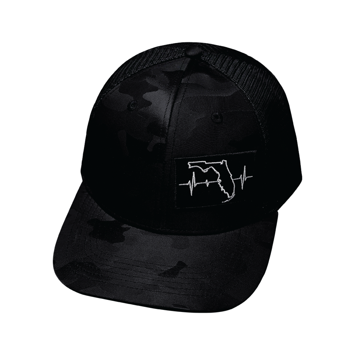 **YOUTH** Florida - 6 Panel - Black Camo / Black - Trucker Mesh (Unisex)