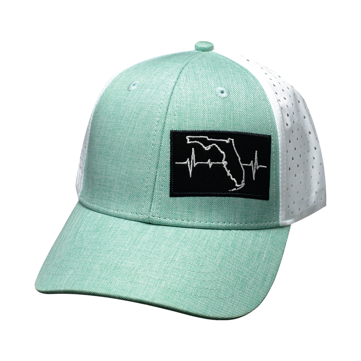Florida - 6 Panel - Shallow Fit - Pony Tail - Teal / White - Laser Mesh (Unisex)