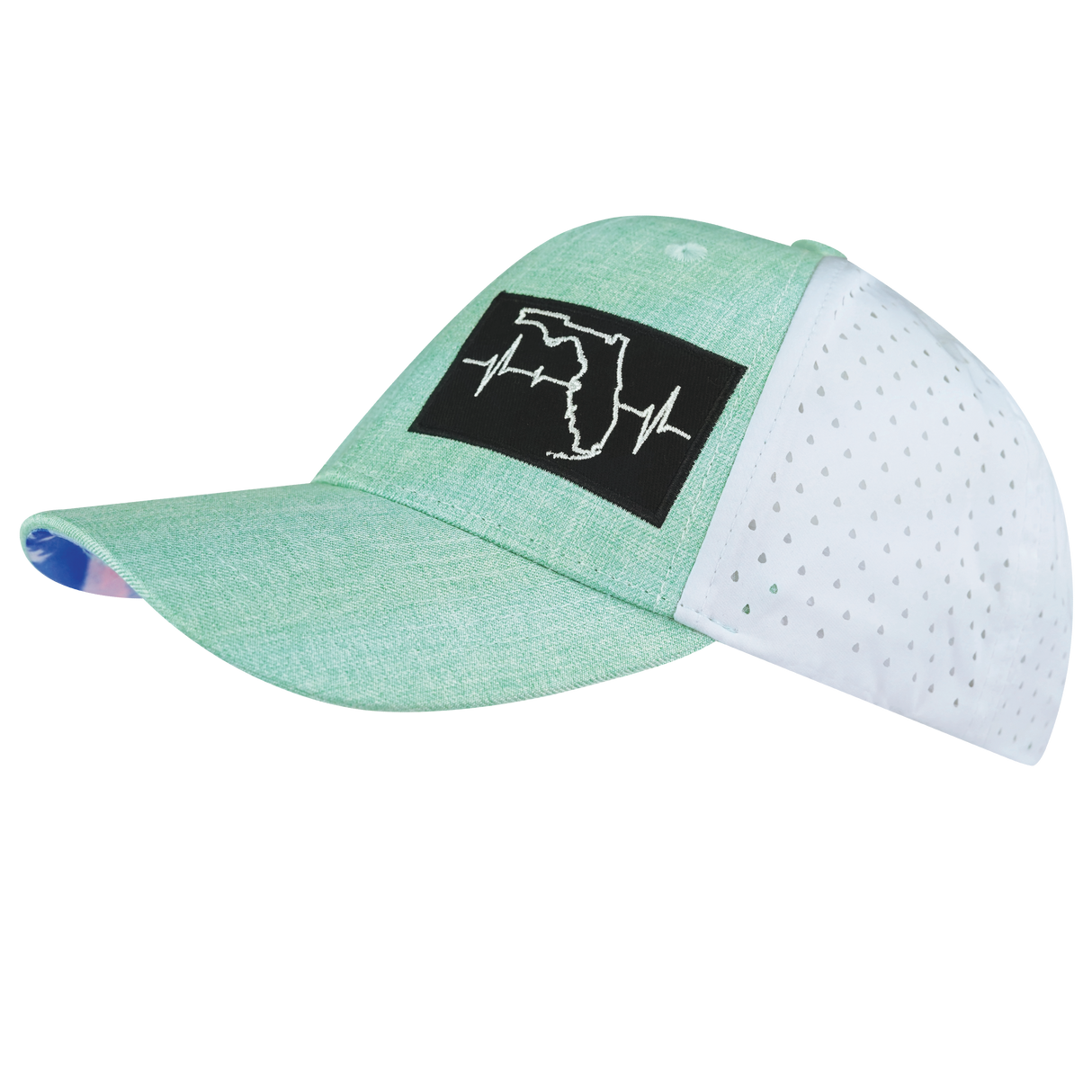 Florida - 6 Panel - Shallow Fit - Pony Tail - Teal / White - Laser Mesh (Unisex)