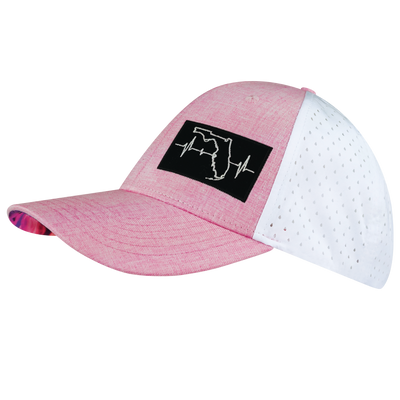 Florida - 6 Panel - Shallow Fit - Pony Tail - Pink / White - Laser Mesh (Unisex)