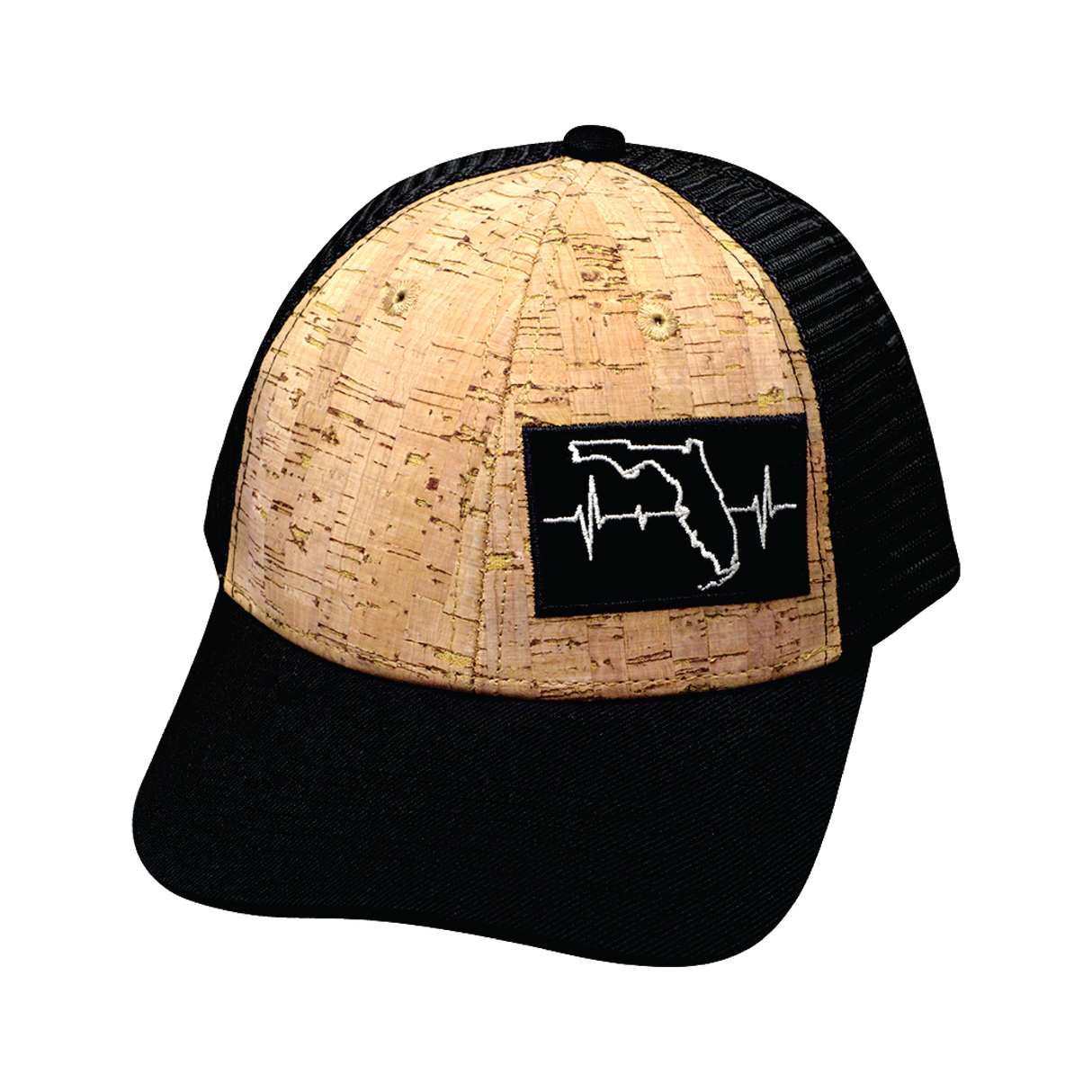 Florida - 6 Panel - Shallow Fit - Cork - Black - Trucker Mesh (Unisex)