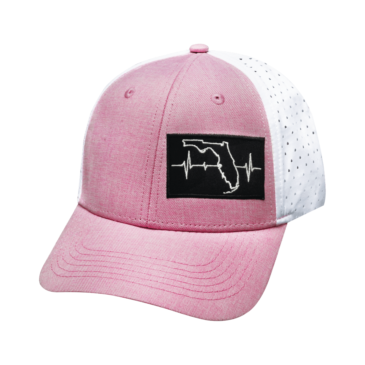 Florida - 6 Panel - Shallow Fit - Pony Tail - Pink / White - Laser Mesh (Unisex)