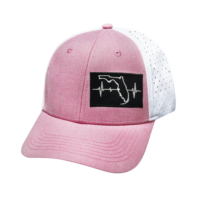 Florida - 6 Panel - Shallow Fit - Pony Tail - Pink / White - Laser Mesh (Unisex)
