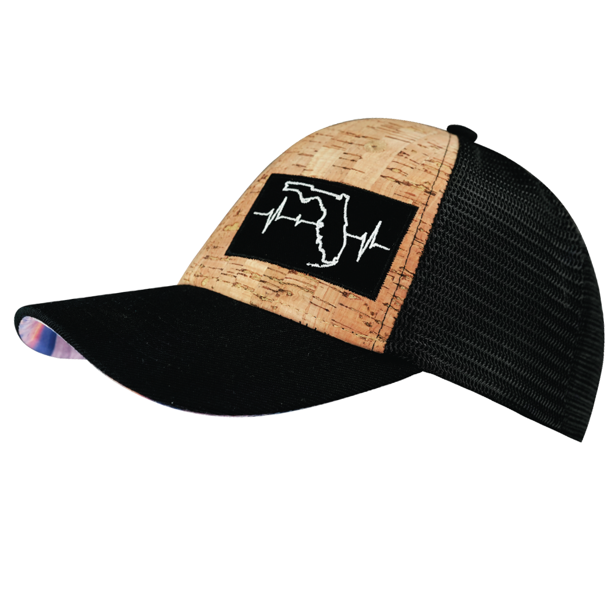 Florida - 6 Panel - Shallow Fit - Cork - Black - Trucker Mesh (Unisex)