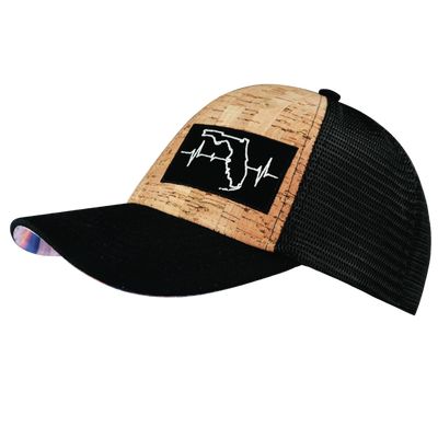 Florida - 6 Panel - Shallow Fit - Cork - Black - Trucker Mesh (Unisex)