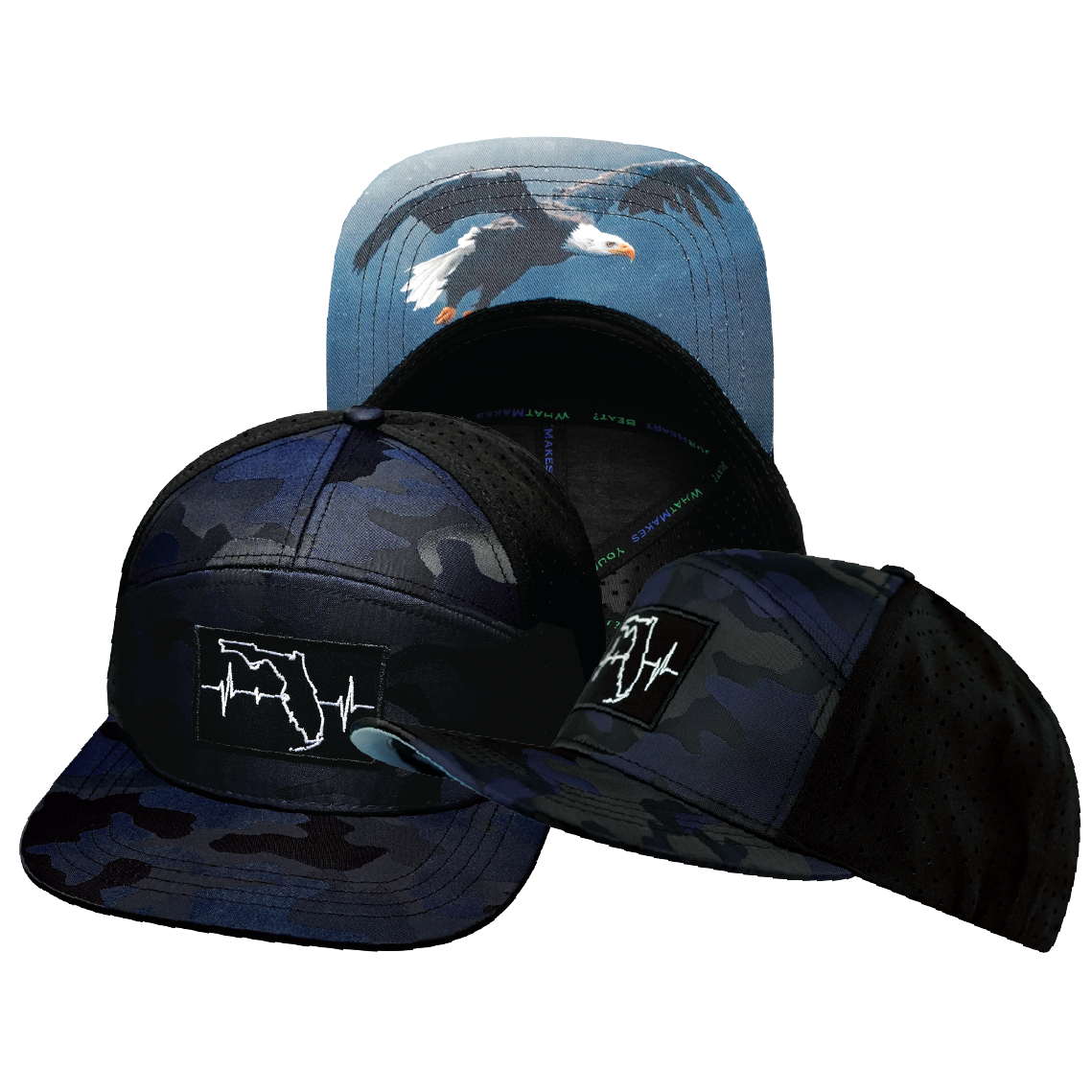Florida - 7 Panel - Navy Camo / Black - Laser Mesh (Unisex)