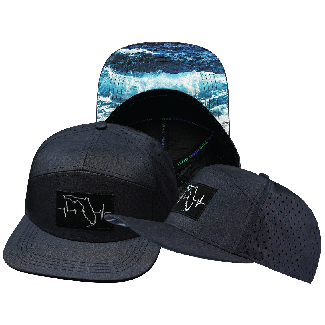 Florida - 7 Panel - Ocean Blue - Laser Mesh (Unisex)