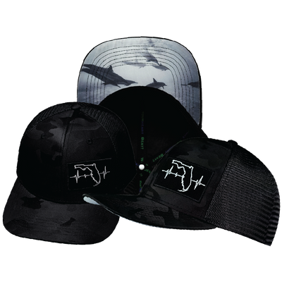 Florida - 6 Panel - Black Camo / Black - Trucker Mesh (Unisex)