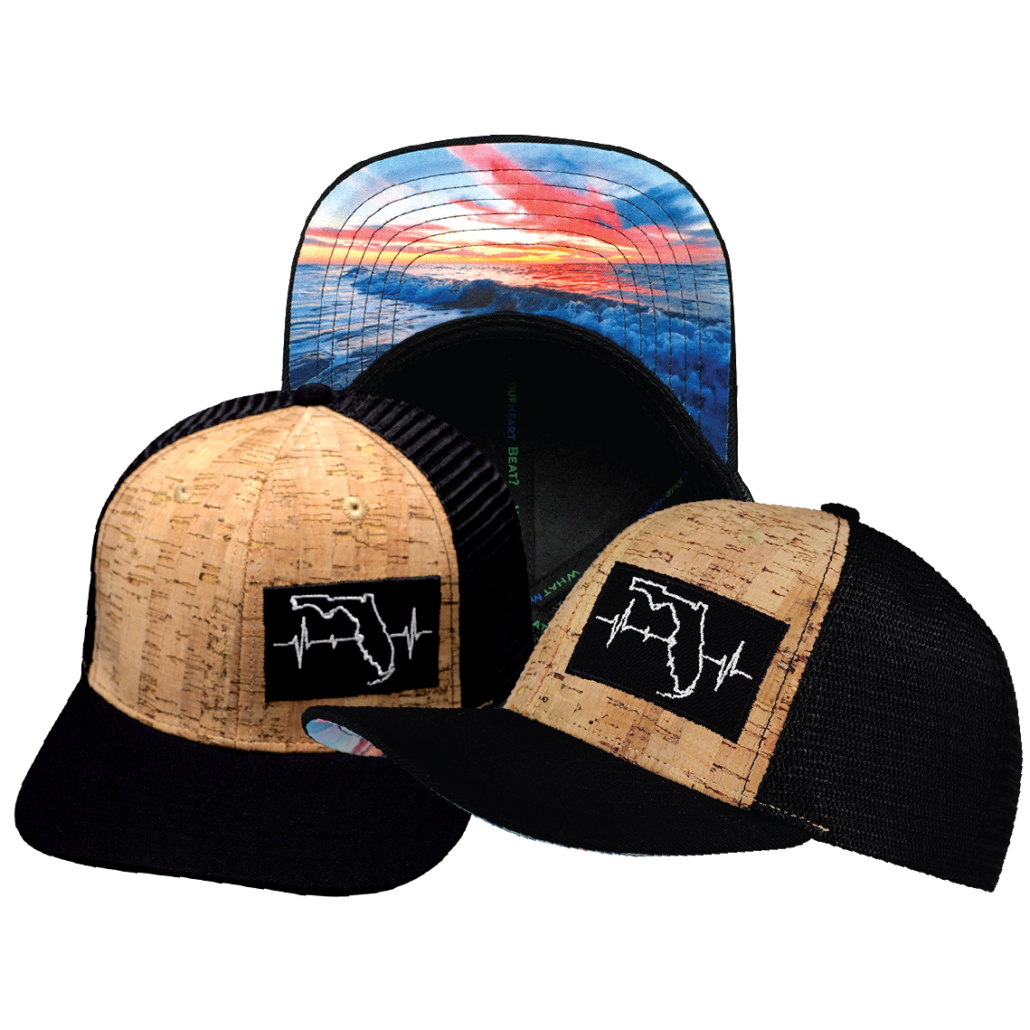 Florida - 6 Panel - Cork - Black - Trucker Mesh (Unisex)