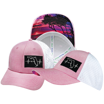 Florida - 6 Panel - Shallow Fit - Pony Tail - Pink / White - Laser Mesh (Unisex)