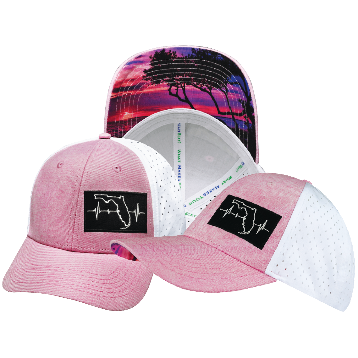 **YOUTH** Florida - 6 Panel - Shallow Fit - Pony Tail - Pink / White - Laser Mesh (Unisex)