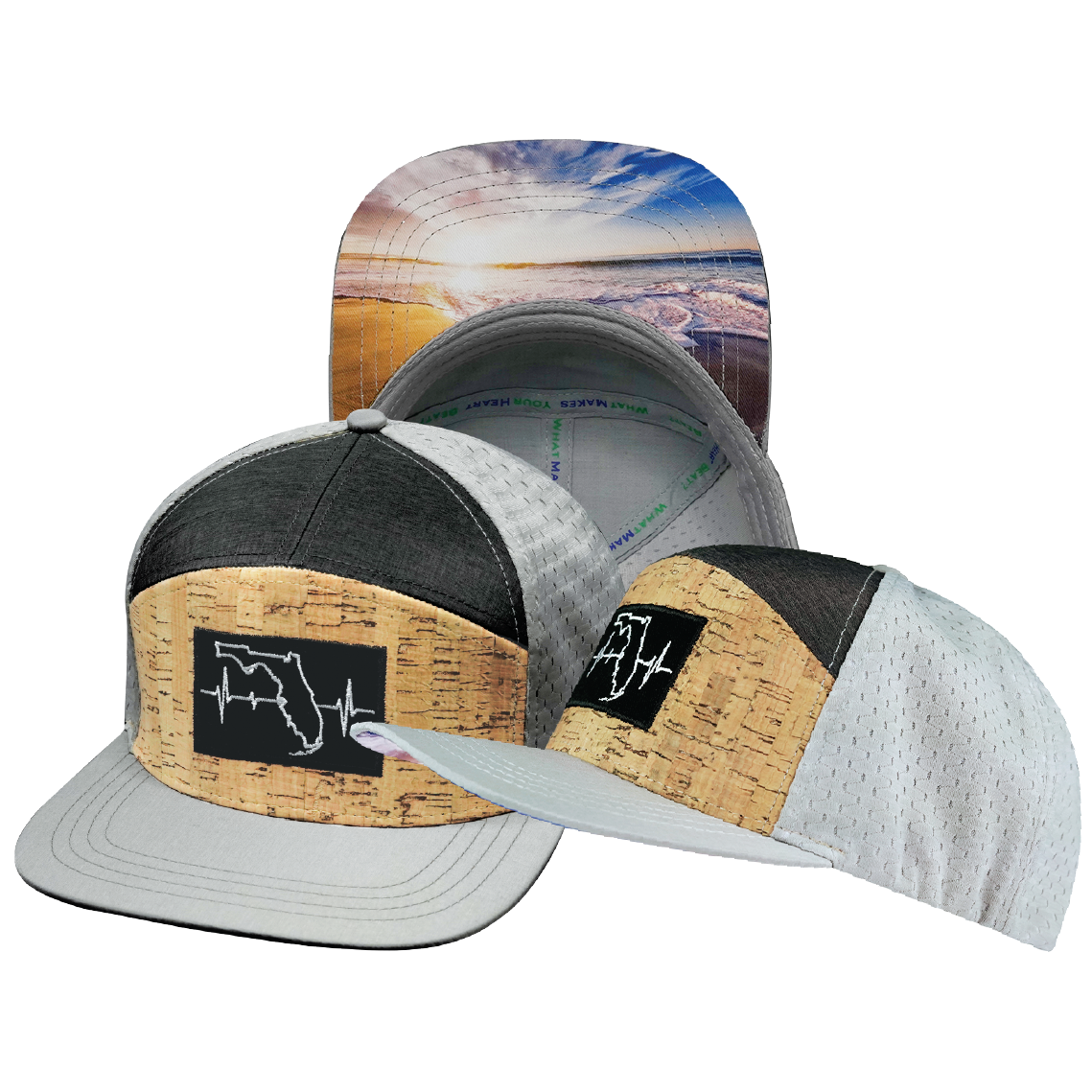 Florida - 7 Panel - Cork - Gray / Charcoal - Jersey Mesh (Unisex)