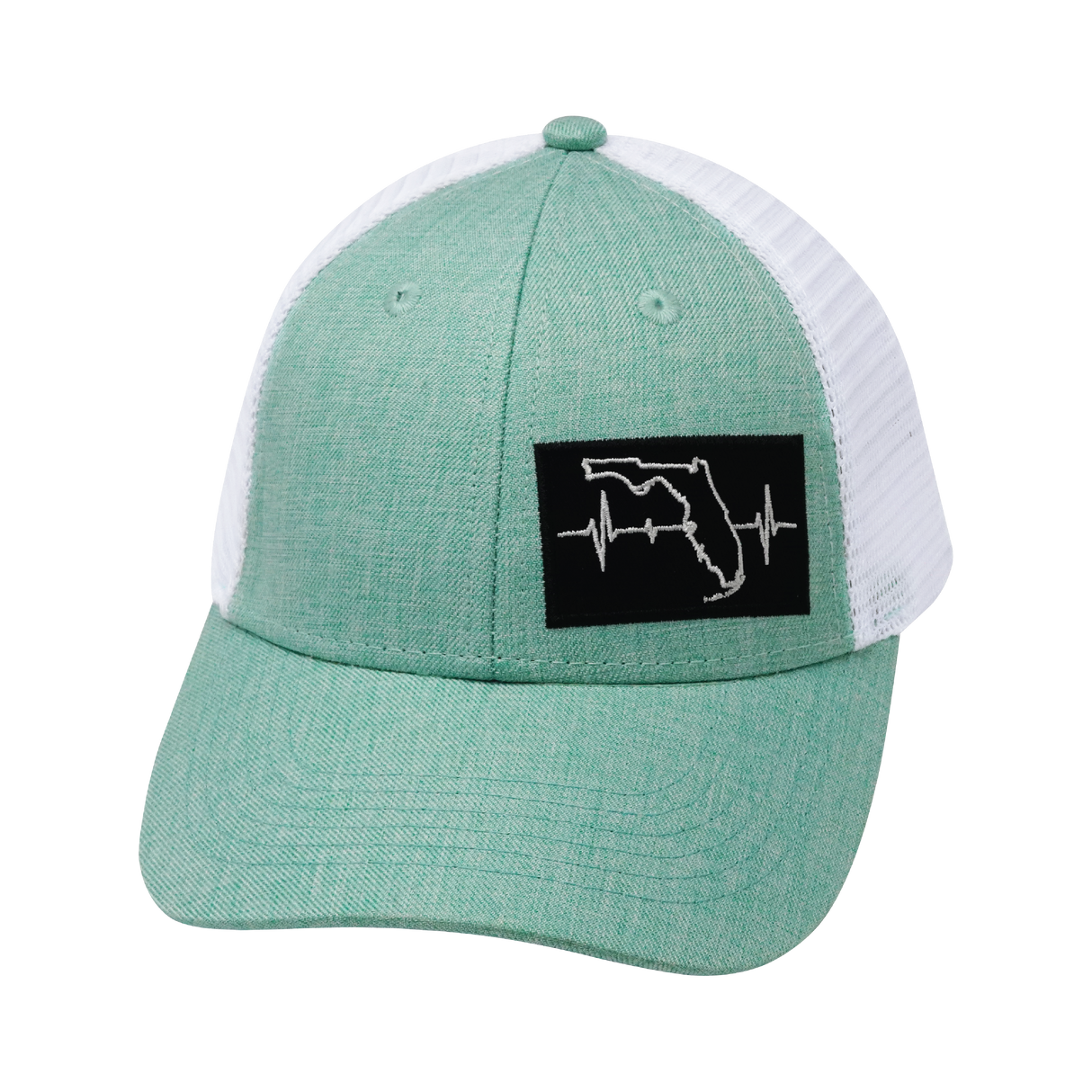 **YOUTH** Florida - 6 Panel - Shallow Fit - Teal / White - Trucker Mesh (Unisex)