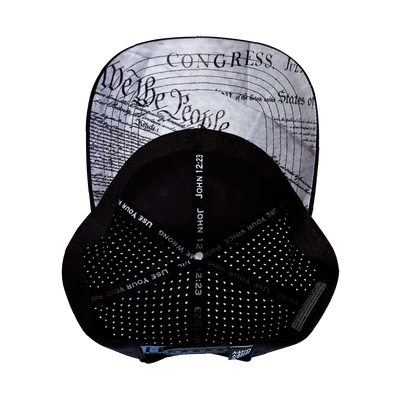 FREEDOM Hat - 6 Panel - Black / White - Laser Mesh - Proceeds go to TPUSA