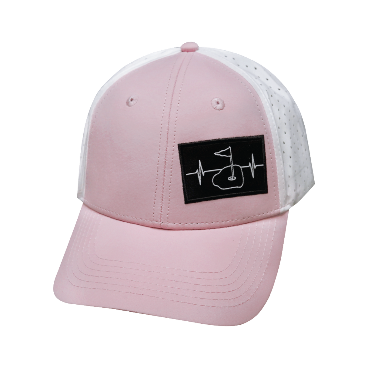 Golf - 6 Panel - Shallow Fit - Pony Tail - Light Pink / White - Laser Mesh (Unisex)