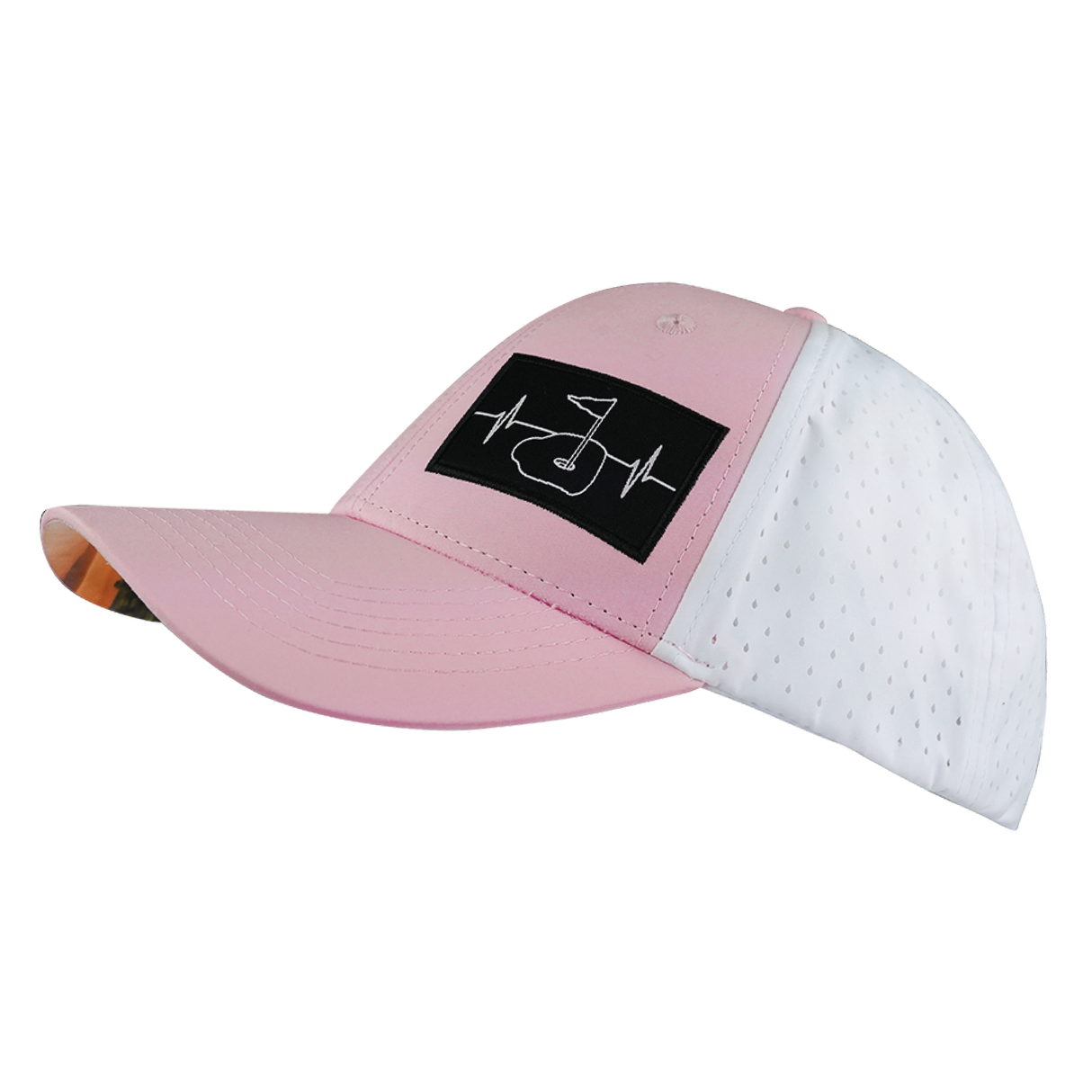 Golf - 6 Panel - Shallow Fit - Pony Tail - Light Pink / White - Laser Mesh (Unisex)