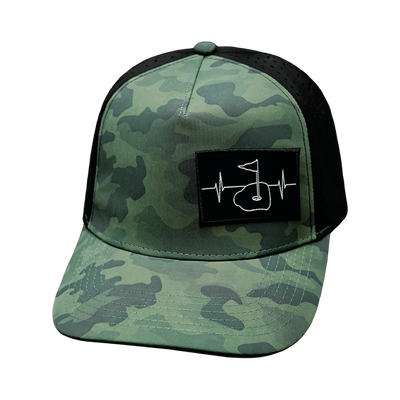 Golf - 5 Panel - Structured - Soft Teal Camo / Black - Laser Mesh (Unisex)